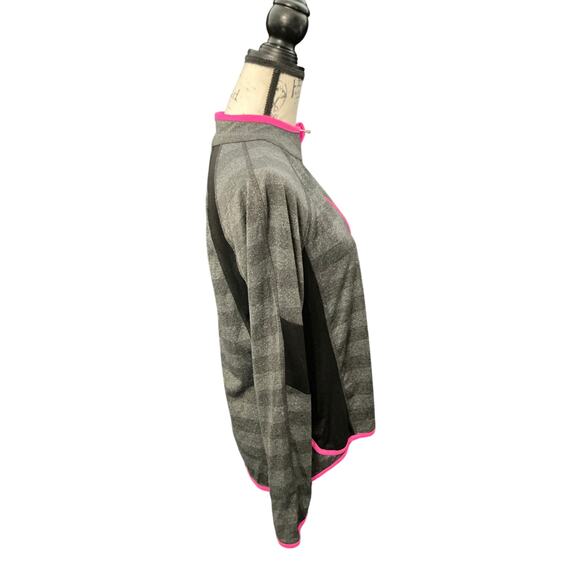 Avia Women’s Gray Striped Long Sleeve Quarter-Zip Pullover Top Size Large - Picture 2 of 11